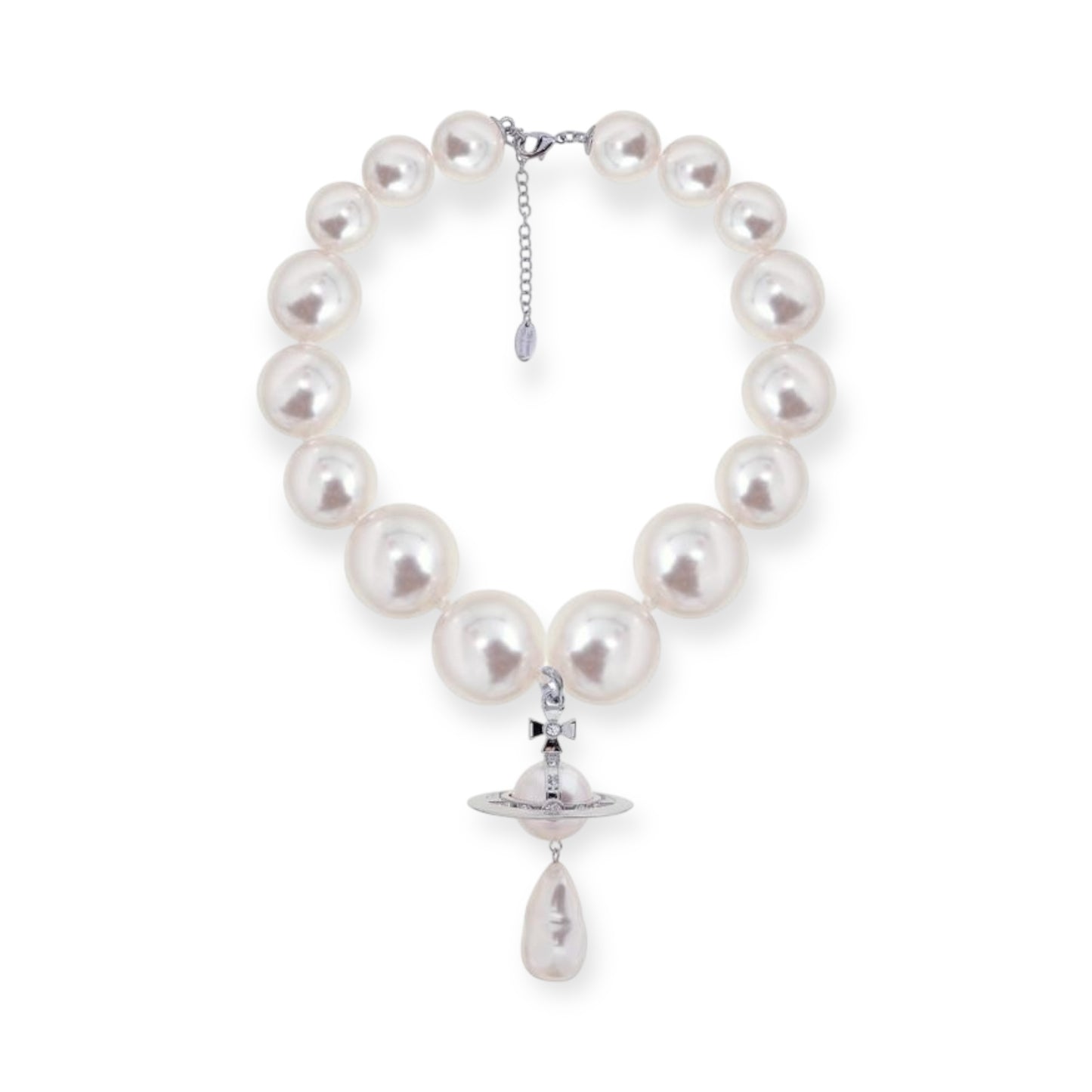 Jumbo Pearl Choker Tear Drop Orb Pendant Necklace Gold & Silver (2 Colors)