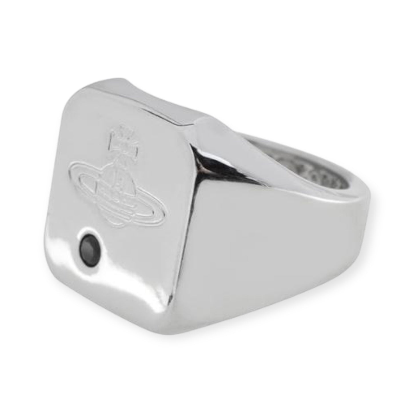 Square Shape Shaped Dot Mark Engraved Orb Ring (3 Colors)