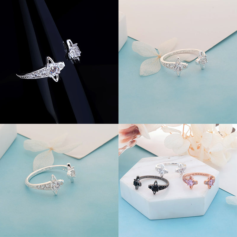 Double Mini Orb Gem Stud Open End Ring (4 colors)