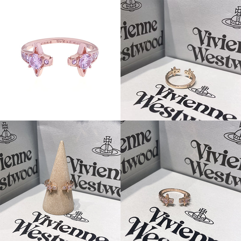 Double Mini Orb Gem Stud Open End Ring (4 colors)