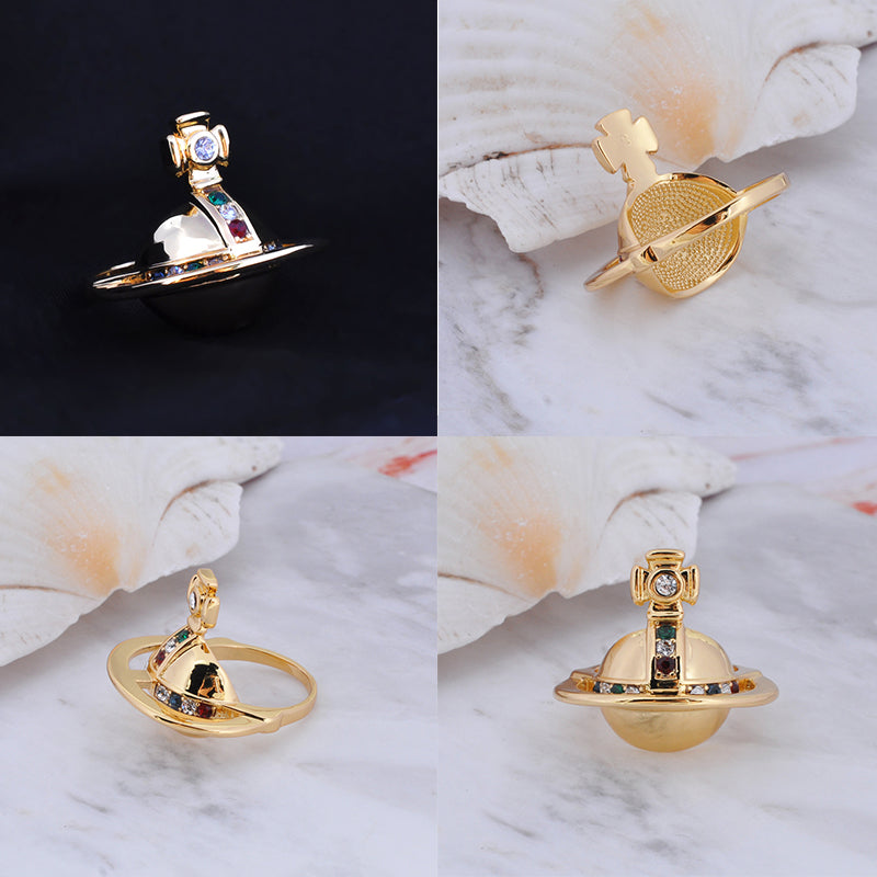 Solid Gem Detail Half Orb Ring Gold & Silver (2 colors)