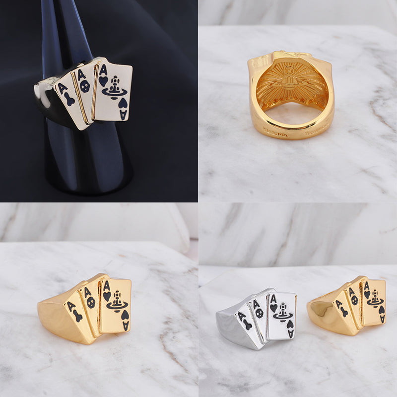 Multi Playing Cards Gold & Silver Ring (2 colors)