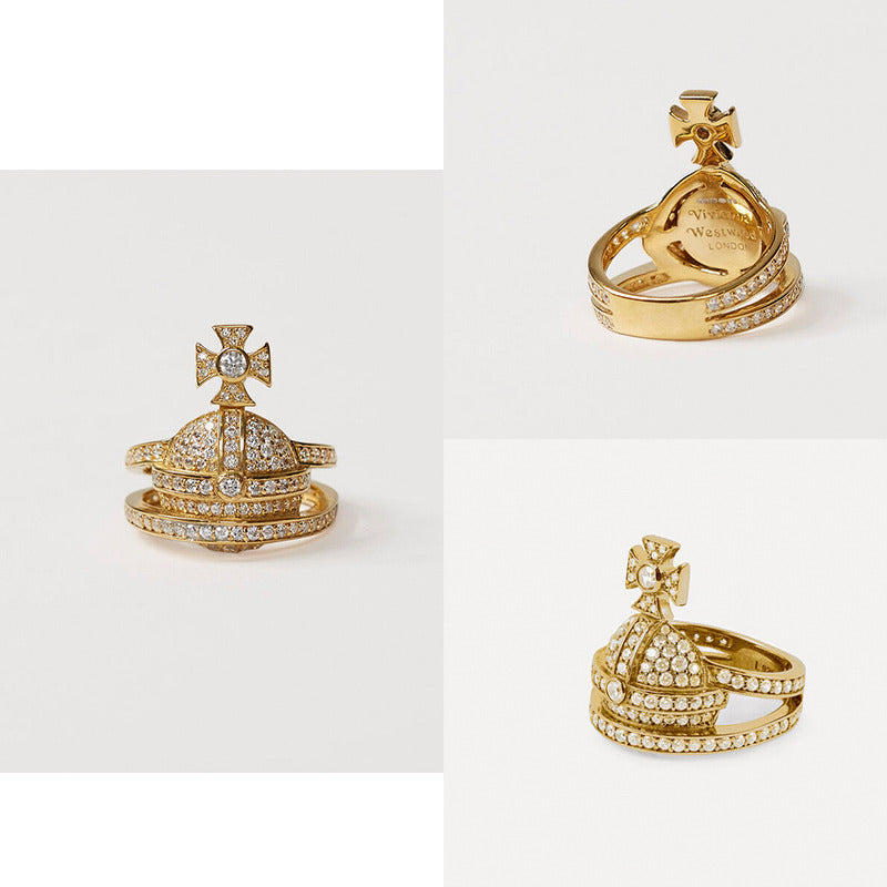 Gem Studded Encrusted Orb Design Cluster Ring (3 Colors)