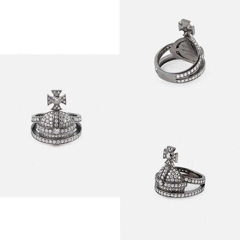 Gem Studded Encrusted Orb Design Cluster Ring (3 Colors)