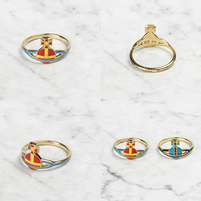 Multicolor Colorful Abstract Orb Design Gold Ring (3 colors)