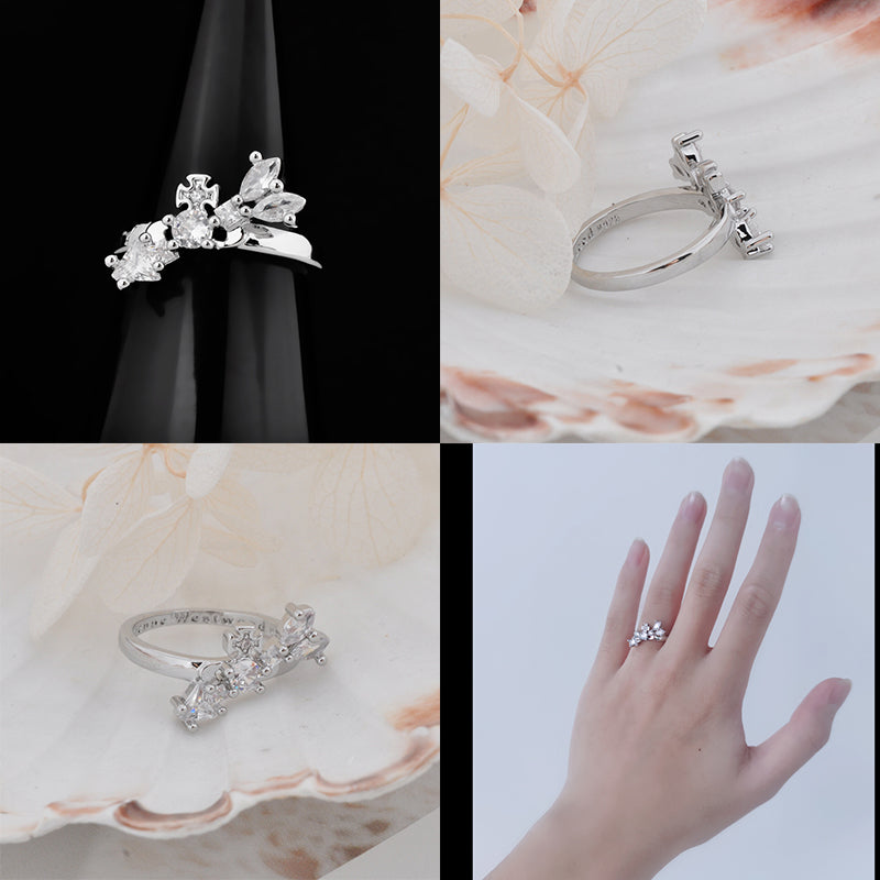 Multi Gem Abstract Arrow Design Ring Gold & Silver (2 colors)