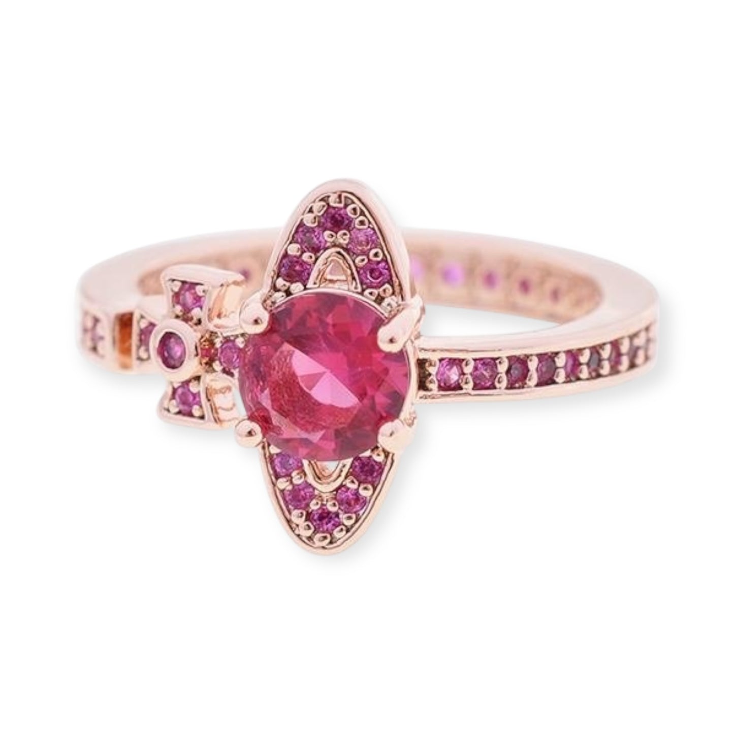 Sideways Orb Design Gem Studded Ring (6 colors)