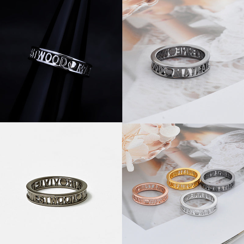 Double Rim Spellout Statement Dot Ring (4 colors)