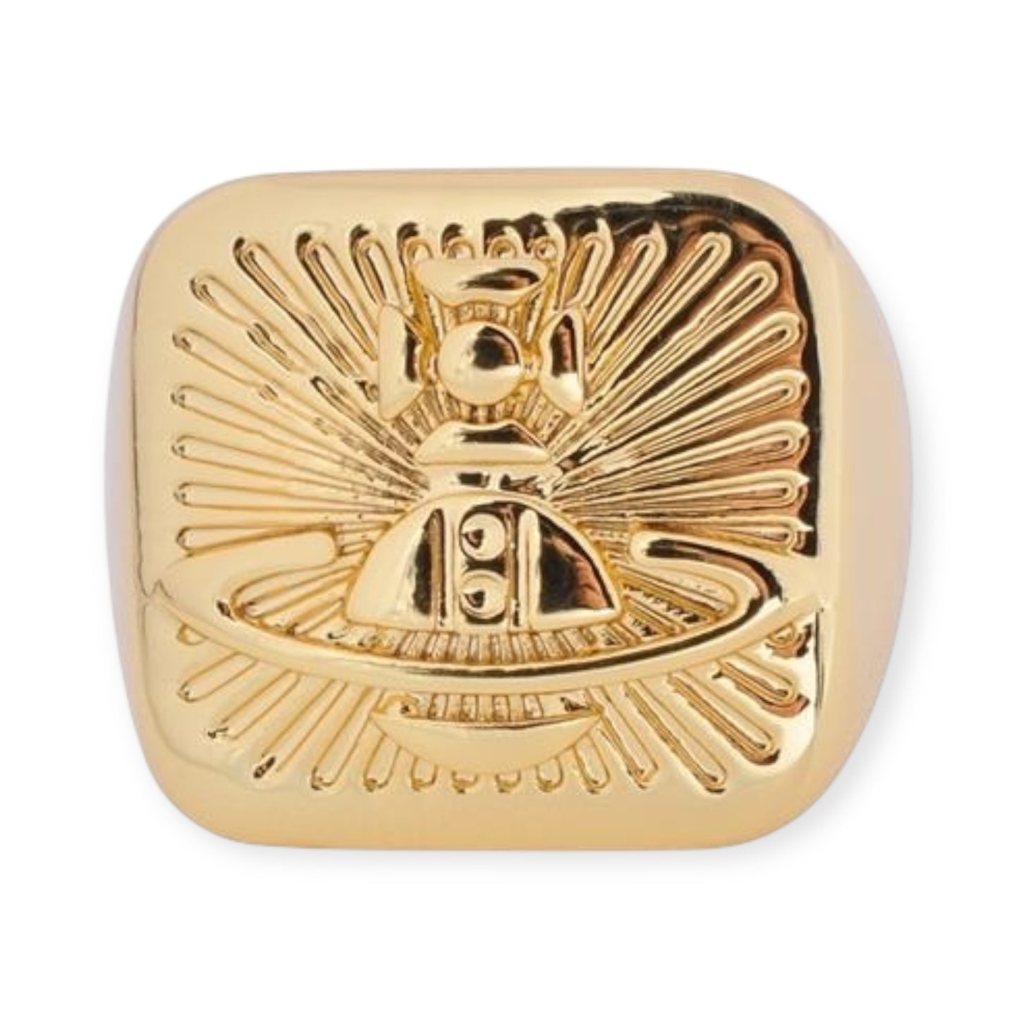 Square Shape Shaped Stamp Seal Signet Engraved Orb Design Ring (3 Colors)