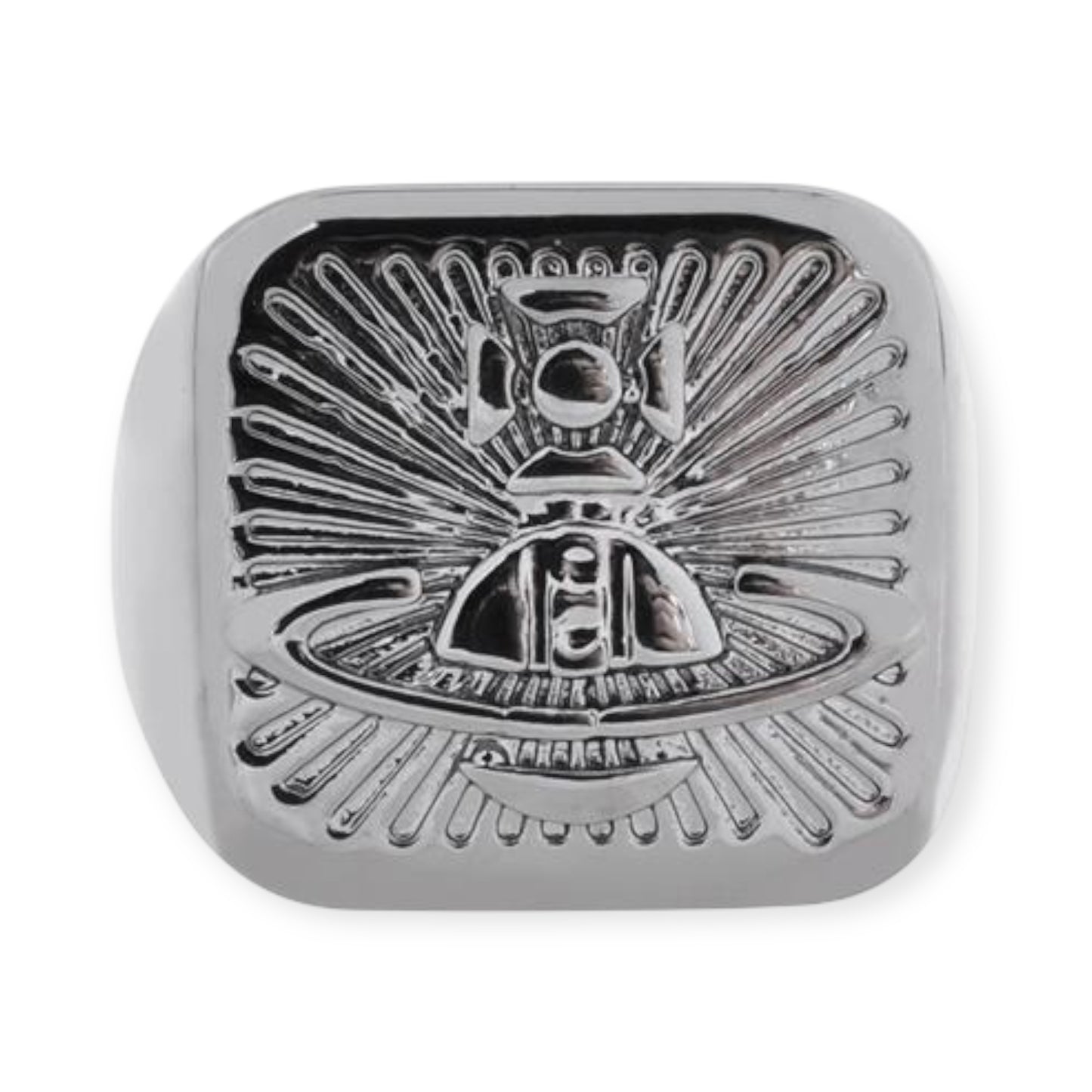 Square Shape Shaped Stamp Seal Signet Engraved Orb Design Ring (3 Colors)