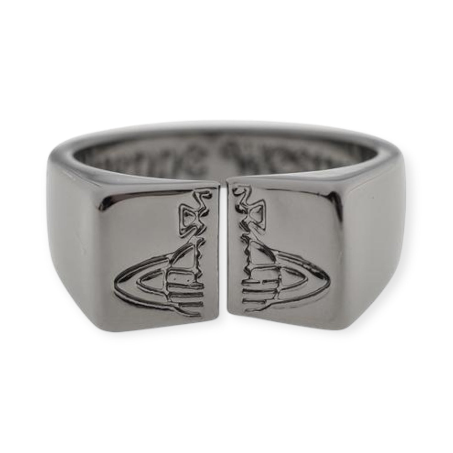 Split Block Design Engraved Orb Ring (3 Colors)