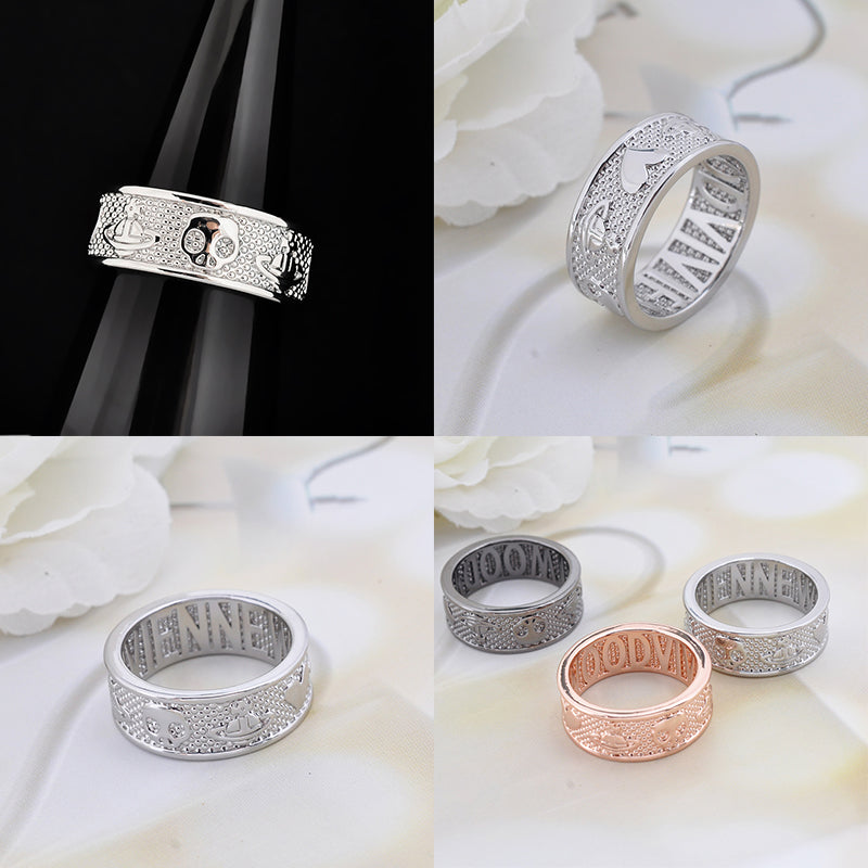 Multi Dot Dotted Symbol Abstract Engraved Orb Design Ring (3 Colors)