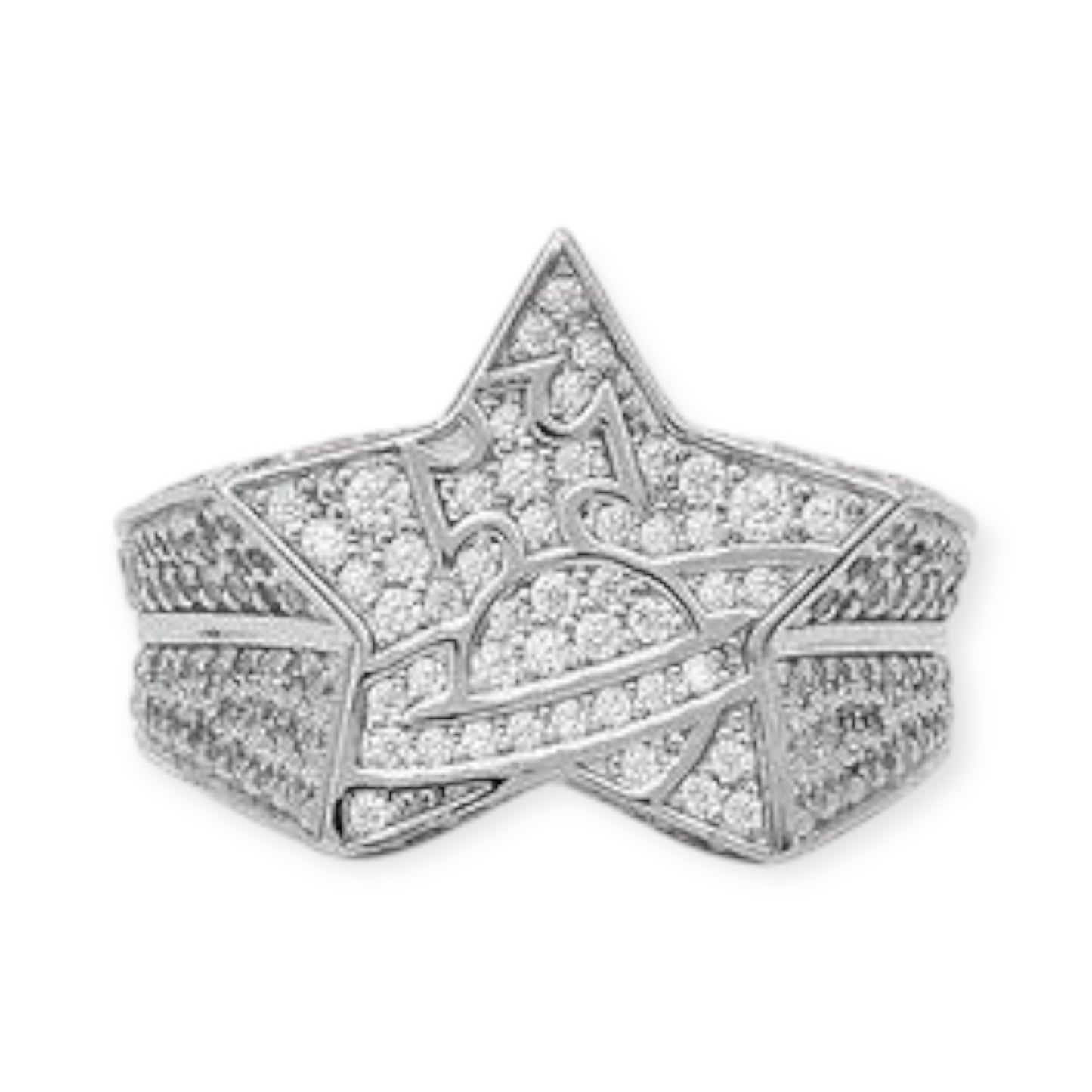 Gem Studded Iced Out Encrusted Star Design Cluster Ring (2 colors)