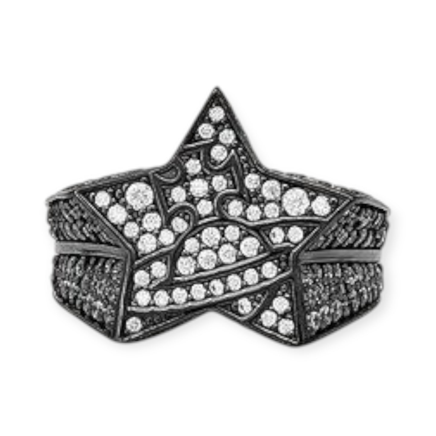 Gem Studded Iced Out Encrusted Star Design Cluster Ring (2 colors)