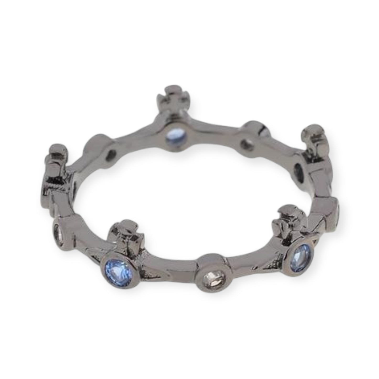 Mini Orb Gem Stud Tiara Crown Design Ring (3 Colors)