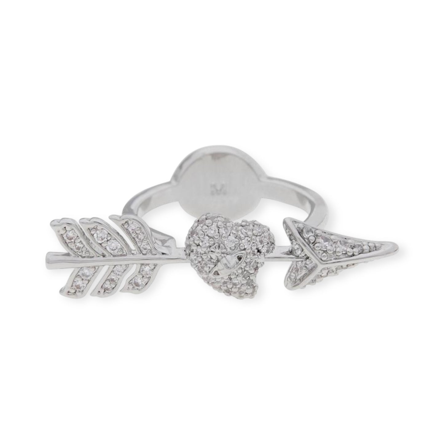 Studded Cupid Heart Arrow Orb Design Ring (3 Colors)