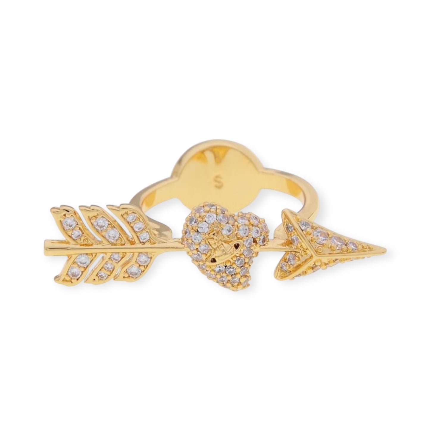 Studded Cupid Heart Arrow Orb Design Ring (3 Colors)