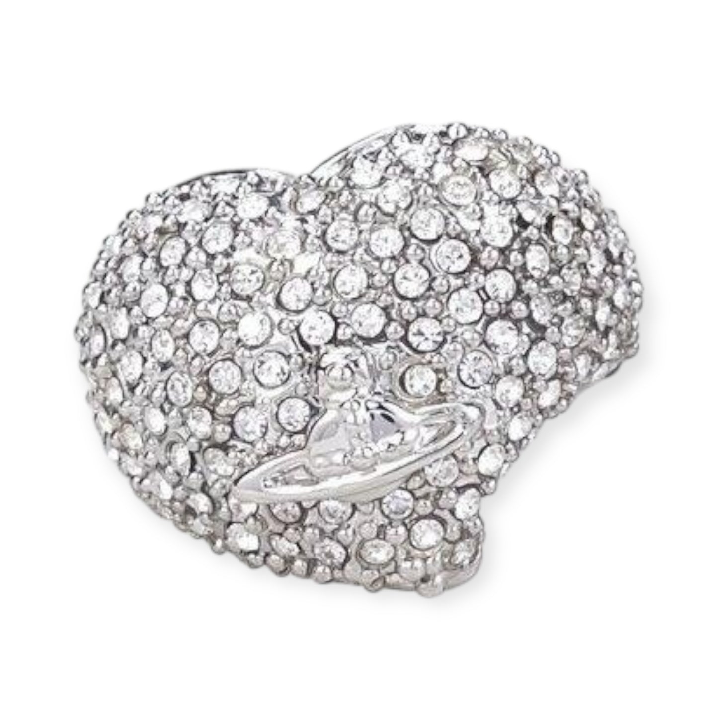 Gem Studded Encrusted Covered Heart Orb Ring (2 Colors)