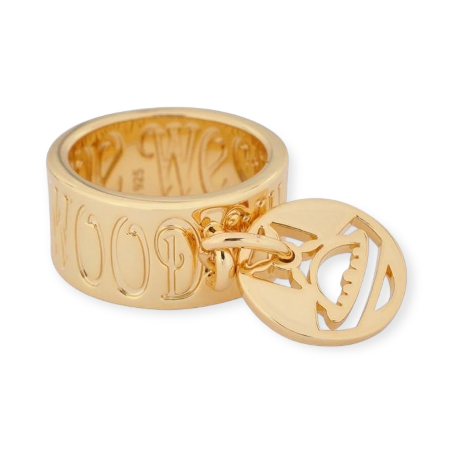 Spellout Text Hanging Cutout Orb Design Gold & Silver Ring (2 Colors)