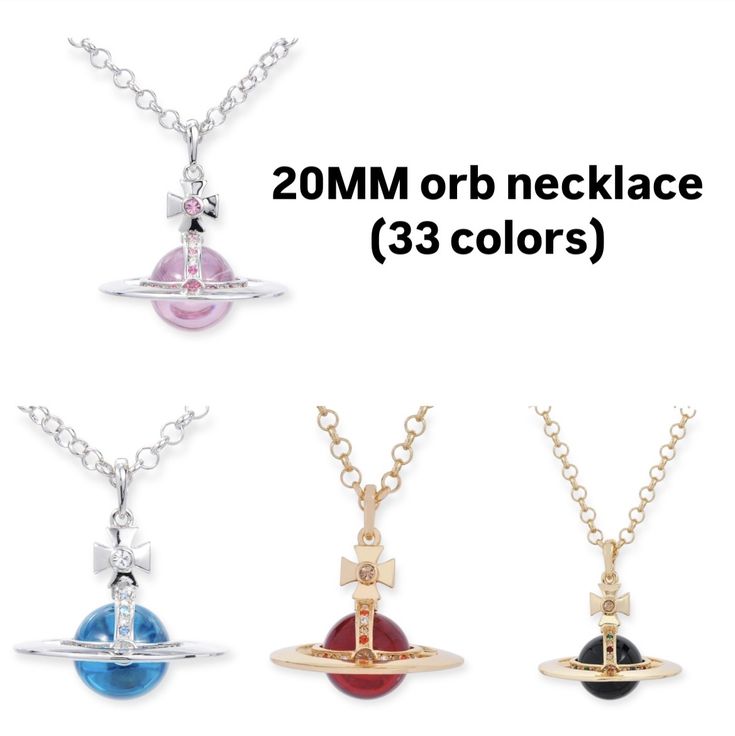 20MM Medium Saturn Orb Pendant Necklace (33 Styles)